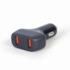 CARGADOR RÁPIDO DE COCHE USB GEMBIRD DE 2 PUERTOS, QC3.0, 36 W, NEGRO